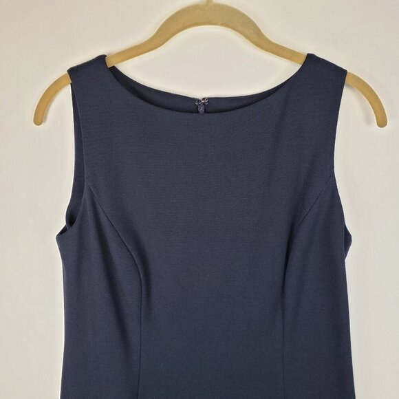 Talbots RSVP Flounce Sheath Dress Navy Blue Embroidered Eyelet Cutout Size 2P - Picture 4 of 9